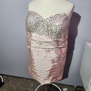 JJ'S House peach sequin sweetheart neckline mini dress plus size 24w